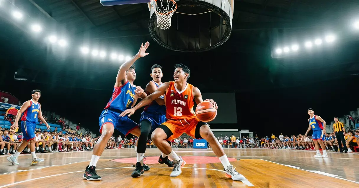 Mga manlalarong basketball sa PBA na nagtatagisang malakas sa isang indoor arena