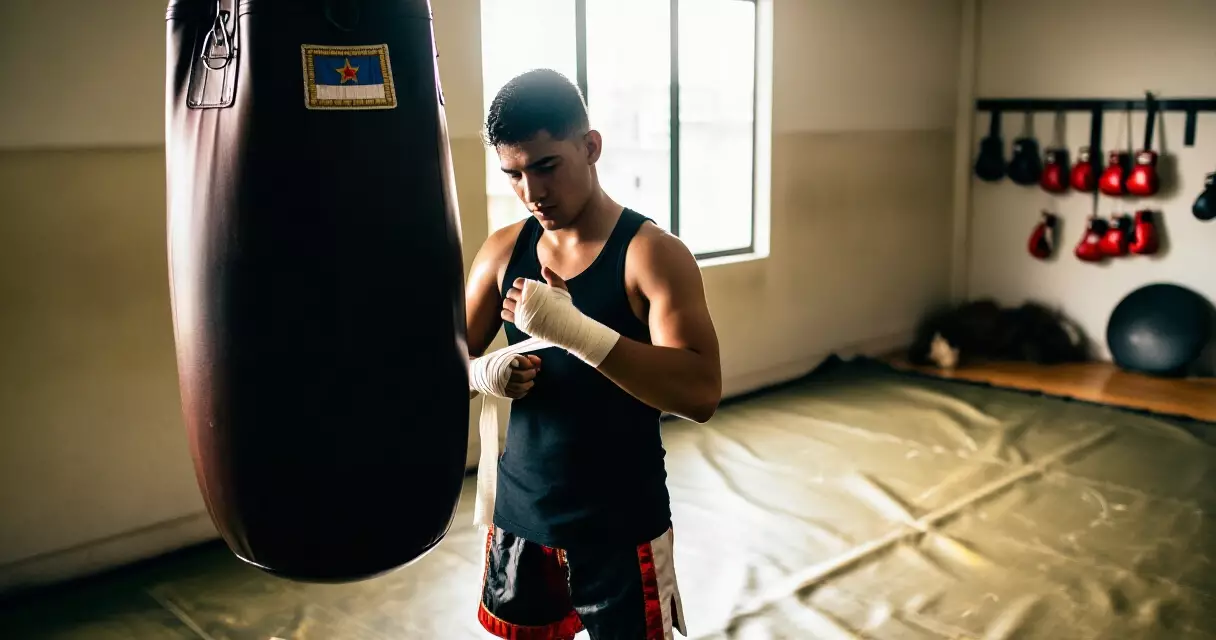 Filipino boxer naghahanda sa gym bago lumaban, nagbe-benda ng mga kamay
