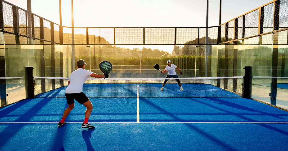 Dalawang manlalaro ng padel sa loob ng court, isa sa mga bagong sports with a p