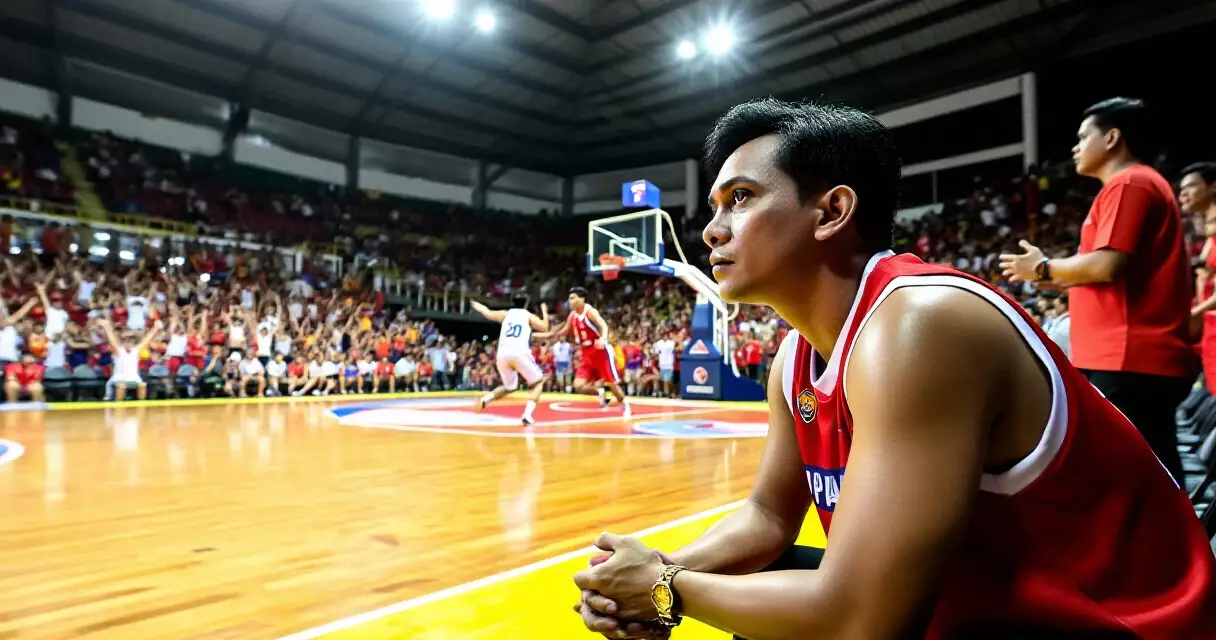 Isang Pilipinong sports fan na nanonood ng live na laro ng PBA basketball