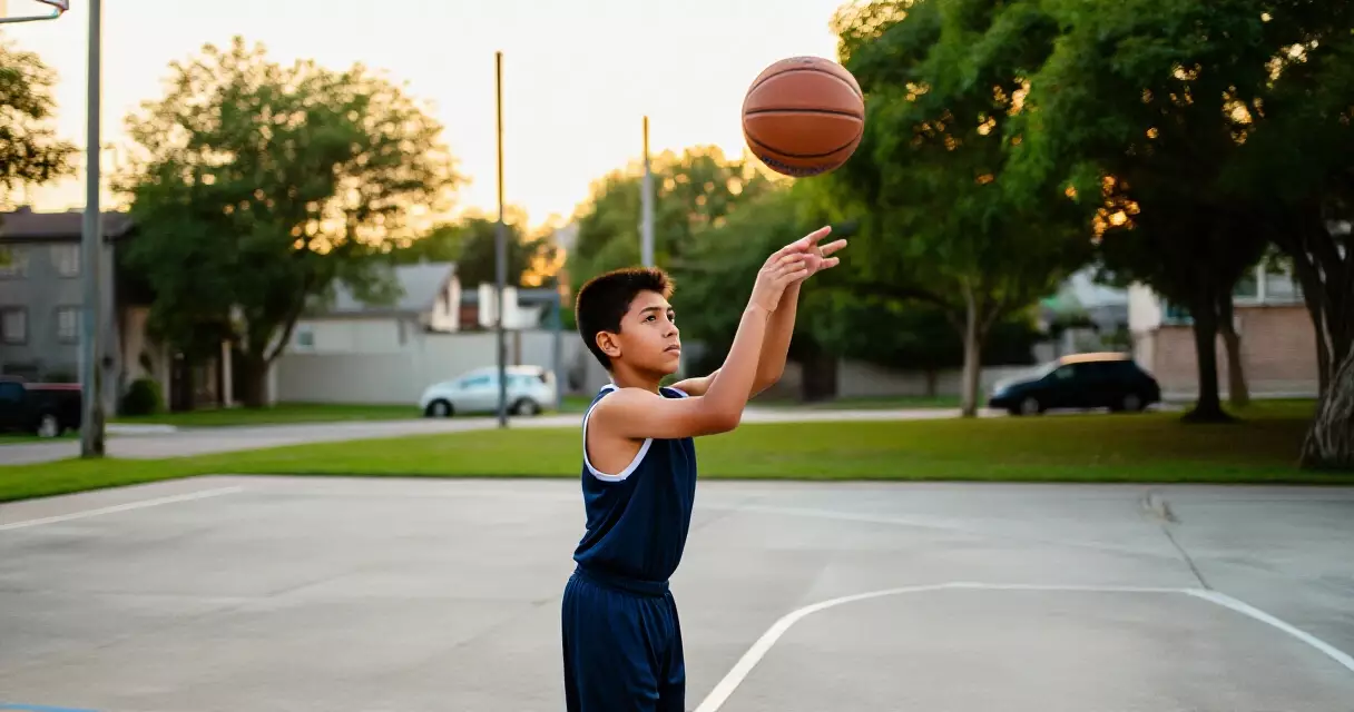 Batang Pilipino nagsasanay ng shooting form sa labas ng basketball court