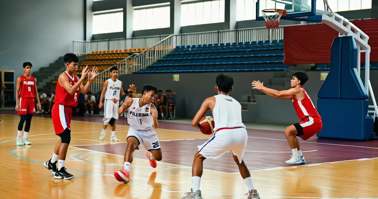 Mga rookie na manlalaro sa isang propesyonal na basketball arena sa Pilipinas