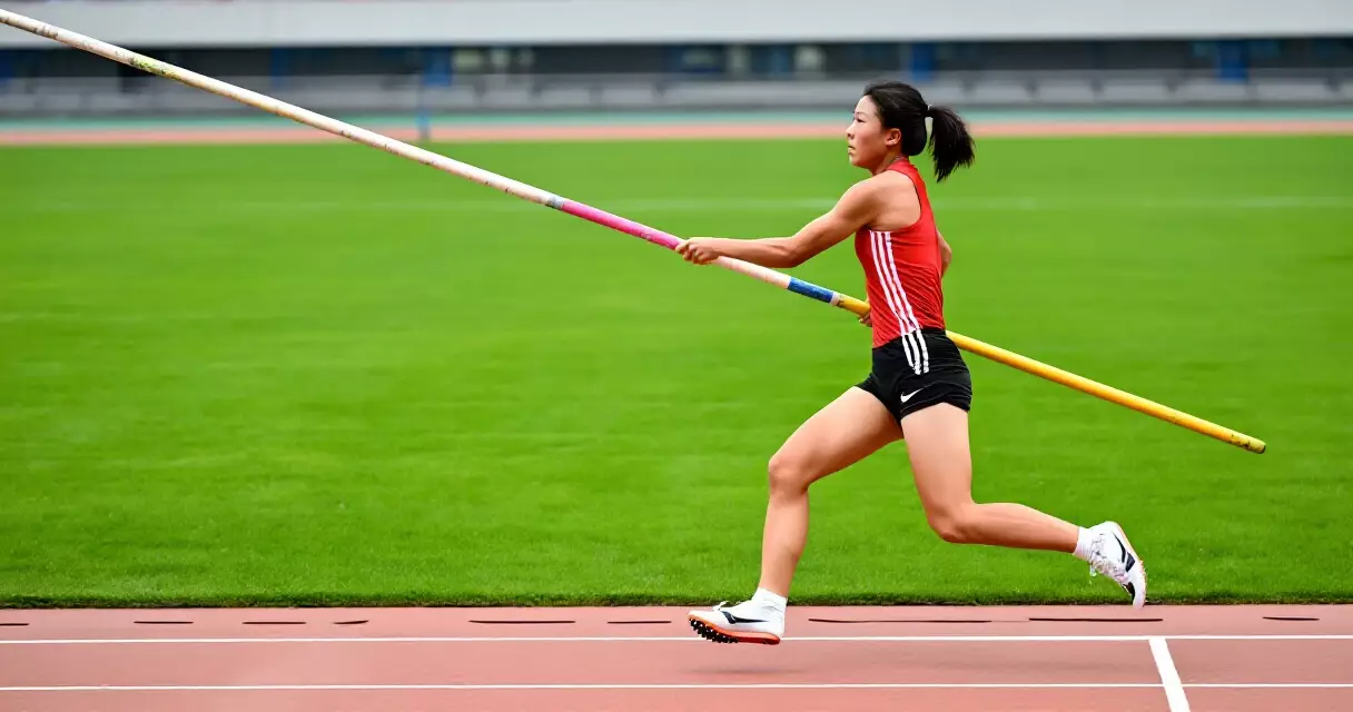 Pilipinang atleta sa pole vault competition sa outdoor stadium