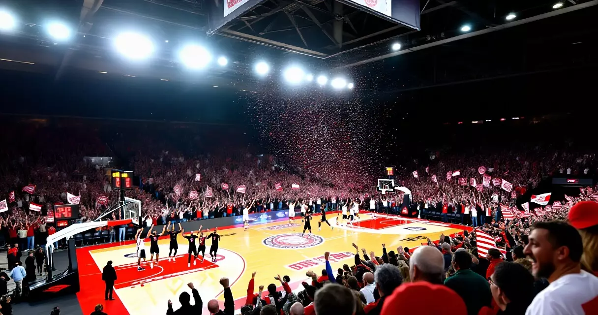 Mga manlalaro ng PBA nagdiriwang sa loob ng puno-punong arena matapos ang kampeonato