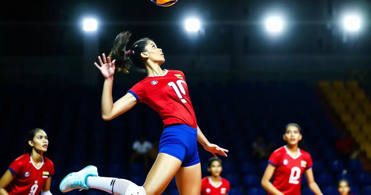 Volleyball player of NU Lady Bulldogs in the middle of a game at the UAAP arena