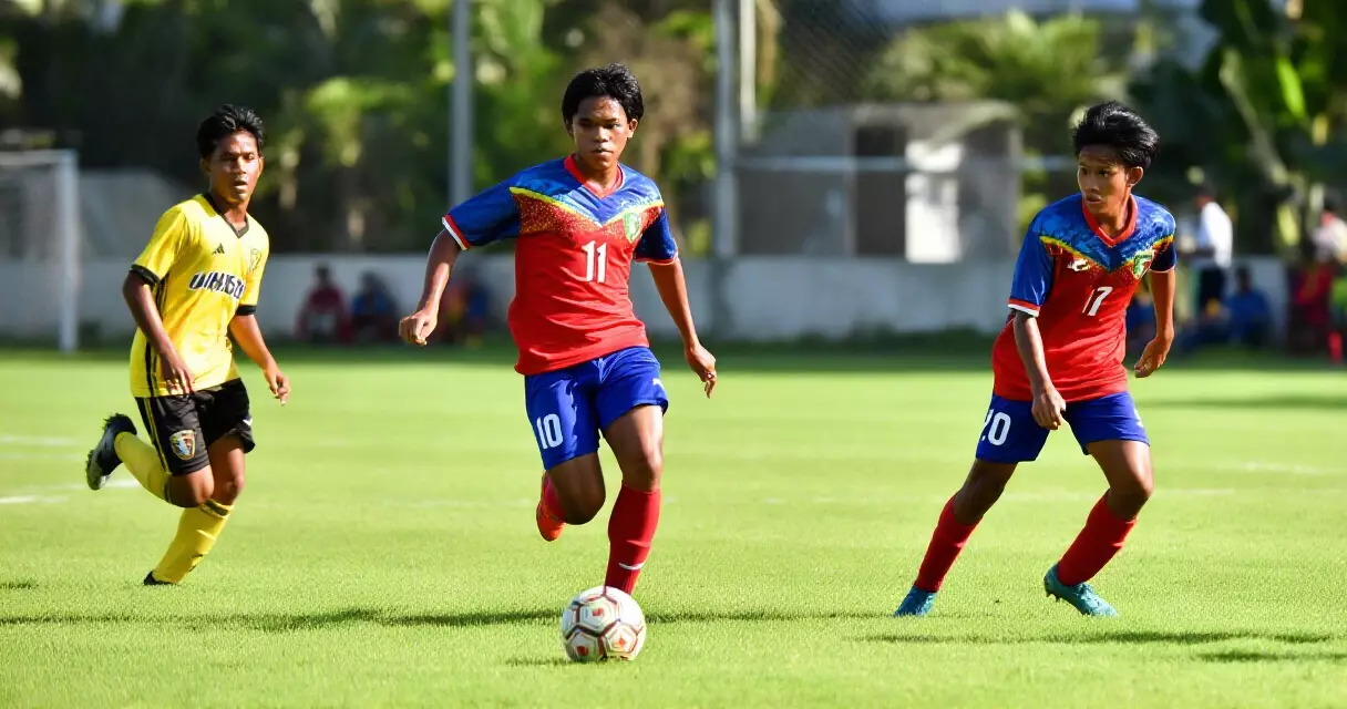 Young Filipino football players on an outdoor field