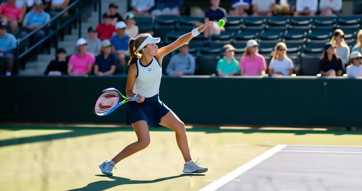 Pilipinong female tennis player na kumukuha ng serbisyo sa isang grand court