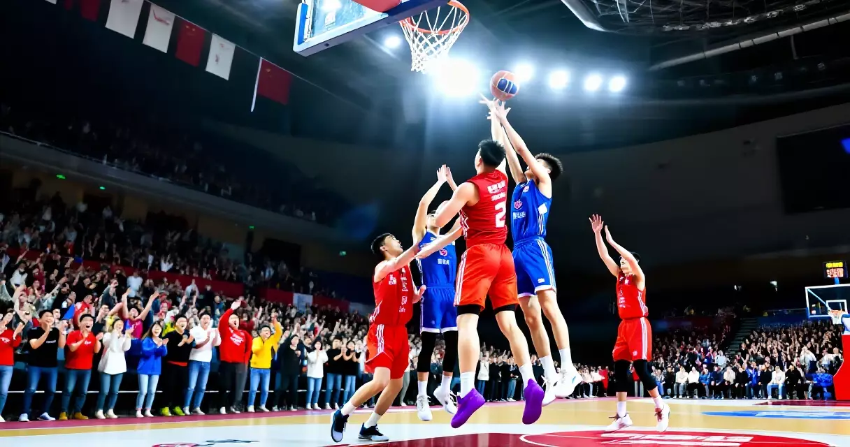 Mga manlalaro ng basketball sa isang mapanganib na laban sa loob ng arena