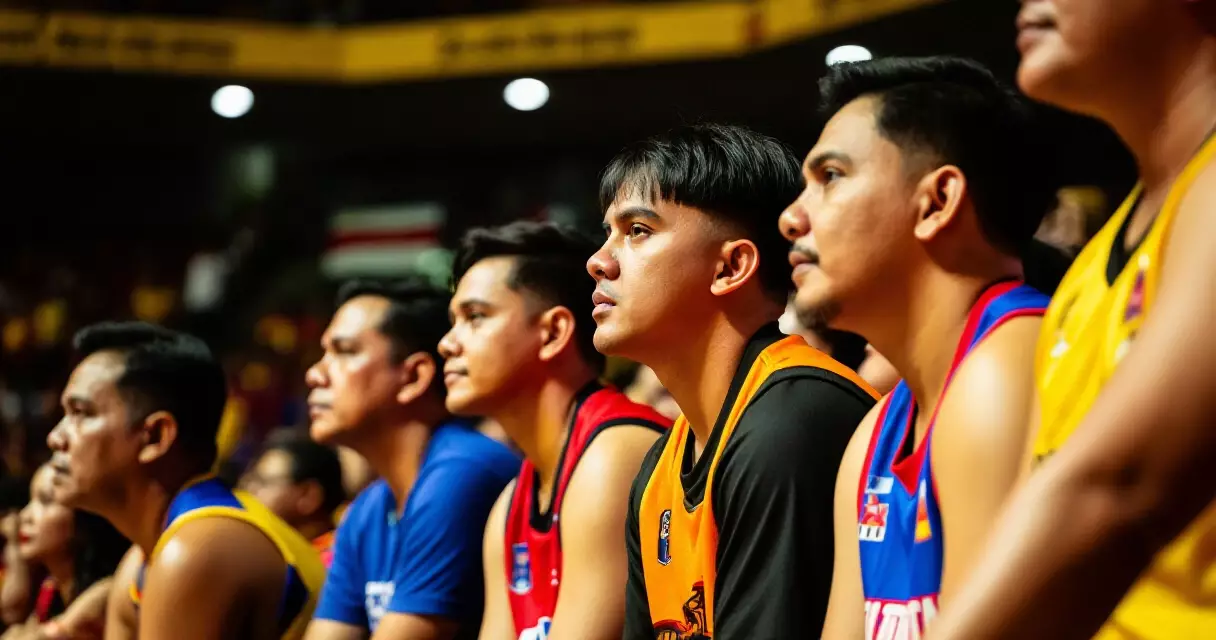 Mga Filipino basketball fan na masigasig na nanonood ng laro sa arena