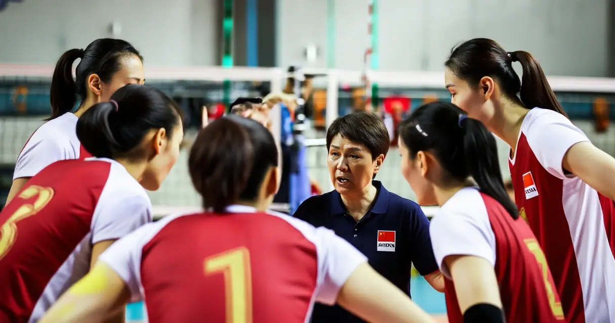 Mga manlalaro ng women's volleyball national team sa isang huddle bago ang laban